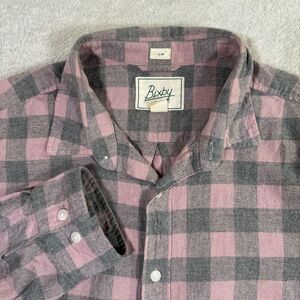 Bixby Nomad Shirt Men's Medium Pink Green Check Slim Fit Long Sleeve Button Down